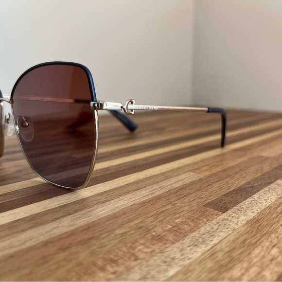 NWT Longchamp Cateye Sunglasses with case Midnight shimmer trim - Picture 7 of 10